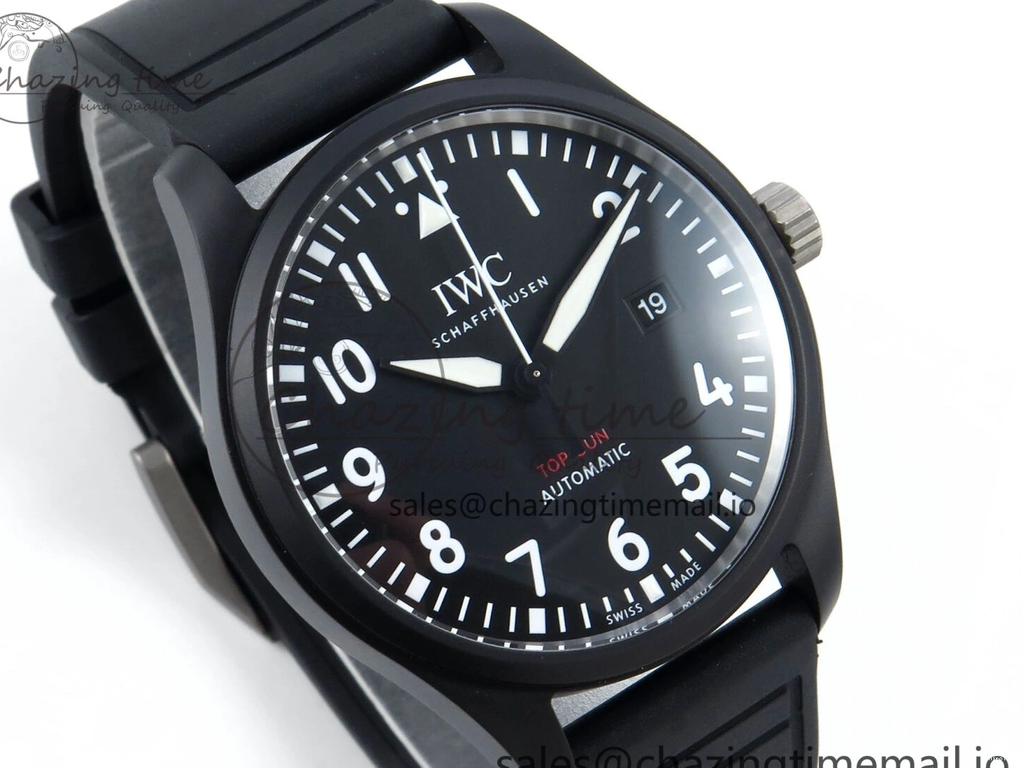 MIROTIME 0203 Pilot Top Gun IW326901 M+F 1:1 Best Edition Black Dial on Black Rubber Strap A SportInspired 6999